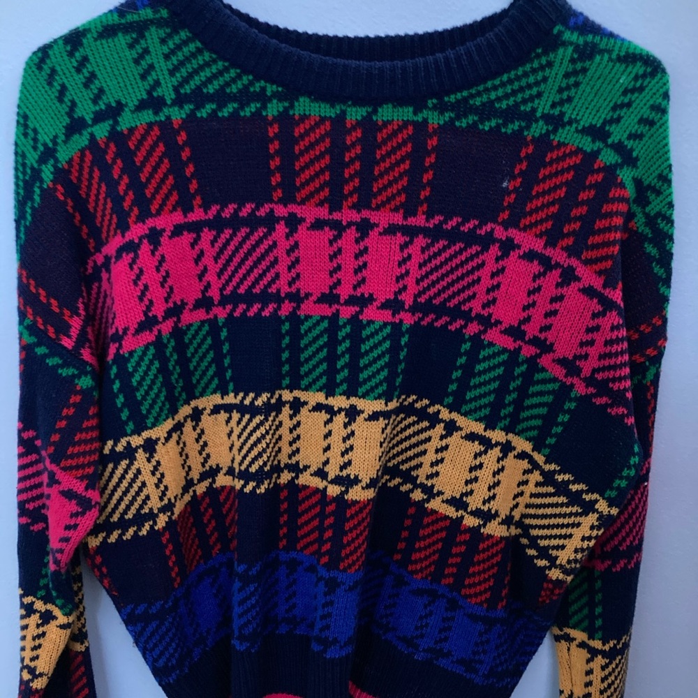Colorblock “plaid” sweater